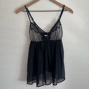 Victoria Secret Womens Small Babydoll Chemise Sheer‎ Tank Dainty Whimsigoth Lace